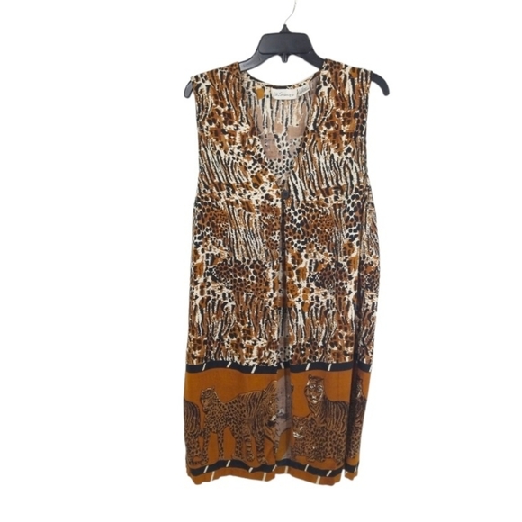 {J.K.S. designs} Tiger Print Sleeveless Duster - Picture 3 of 12